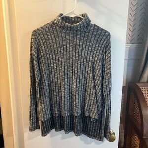 American Eagle | Ribbed Mock Neck Oversized Hi-Low Hem Sweater